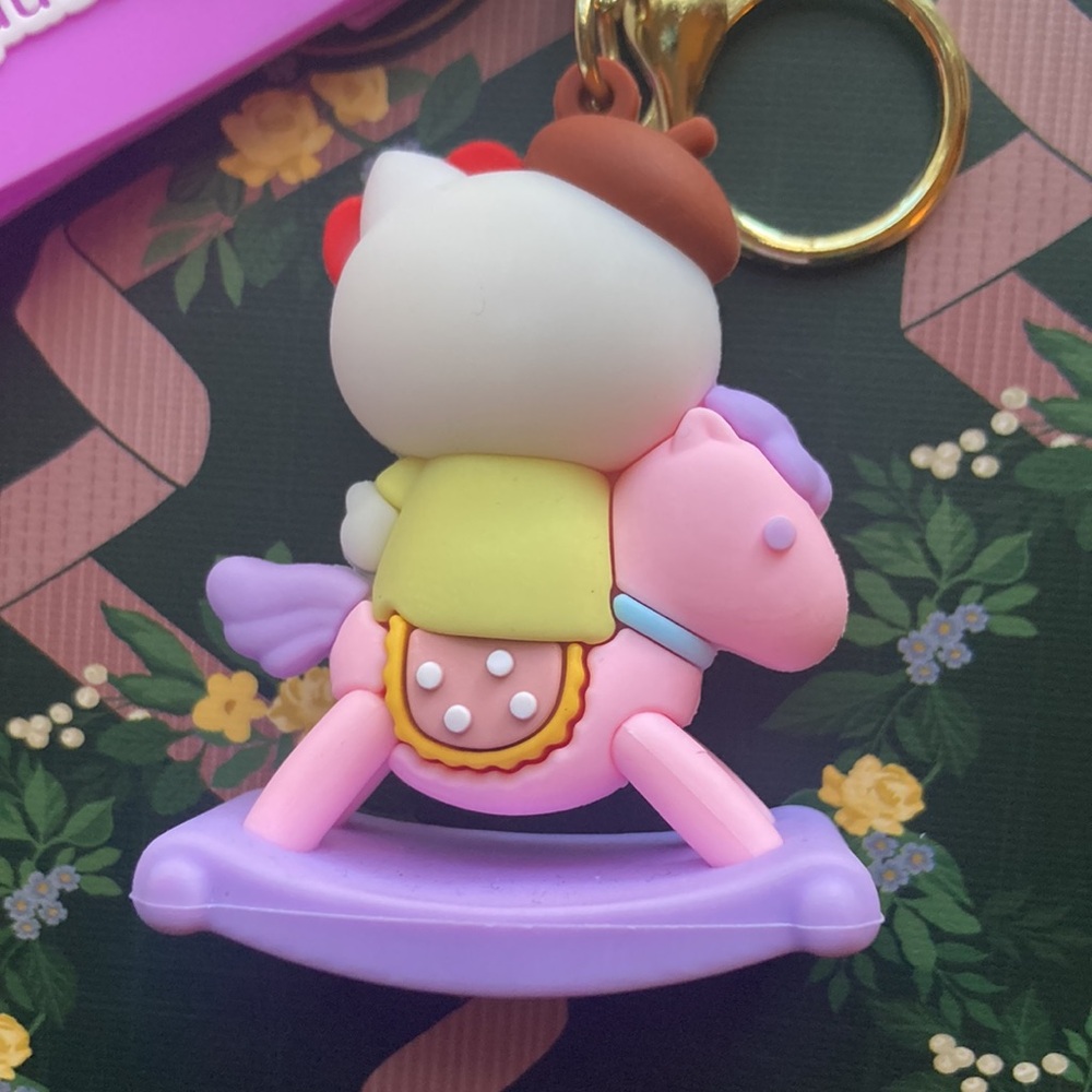 Hello Kitty on Rocking Horse Keychain - Picture 2 of 4